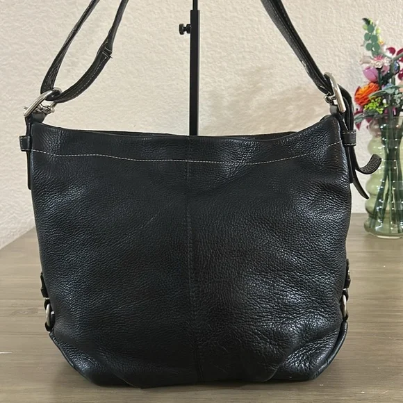 Coach F15064 Black Pebbled Leather Shoulder Bag Hobo Bag Purse - Picture 2 of 15